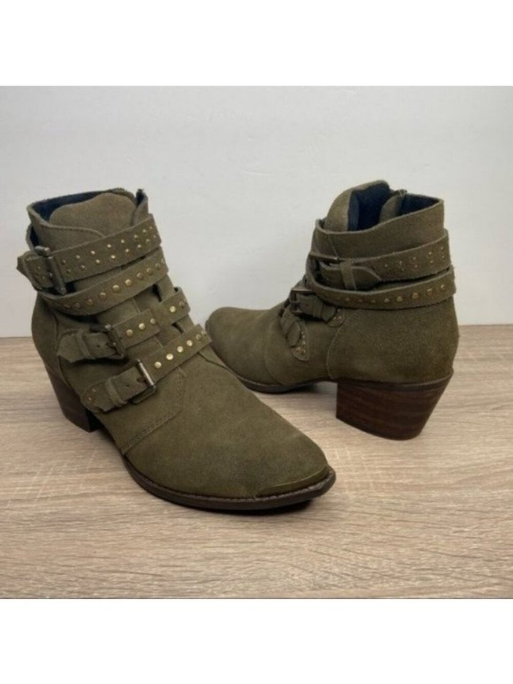 Silent D Eion Khaki Suede Olive Ankle Boots Size 38